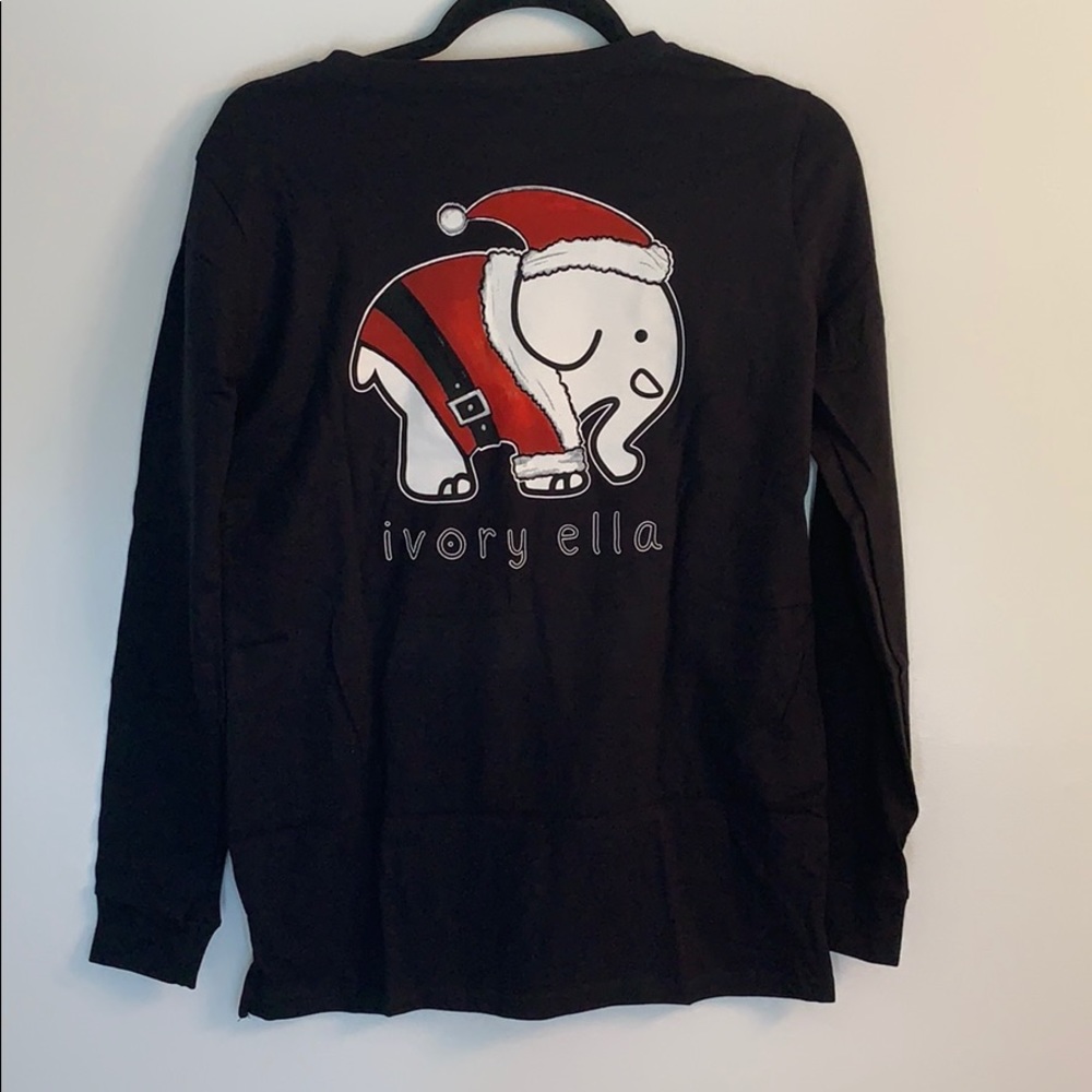 NWT Ivory Ella Santa Christmas Black Long Sleeve